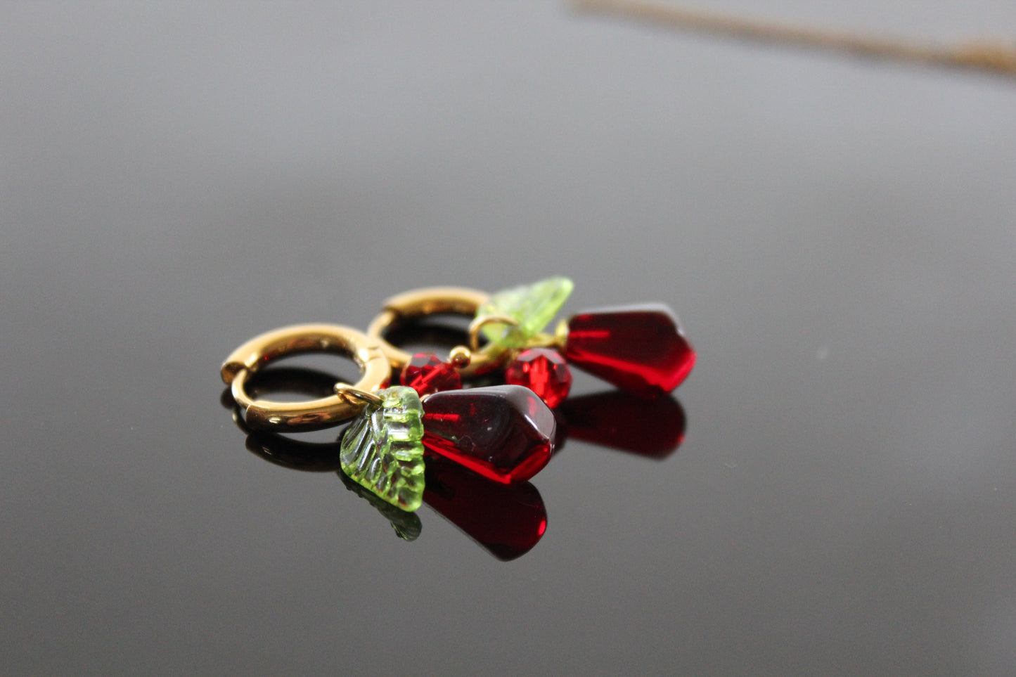 Handmade Fruit Jewelry Set, 18K Gold Plated Necklace and Earrings, Pomegranates