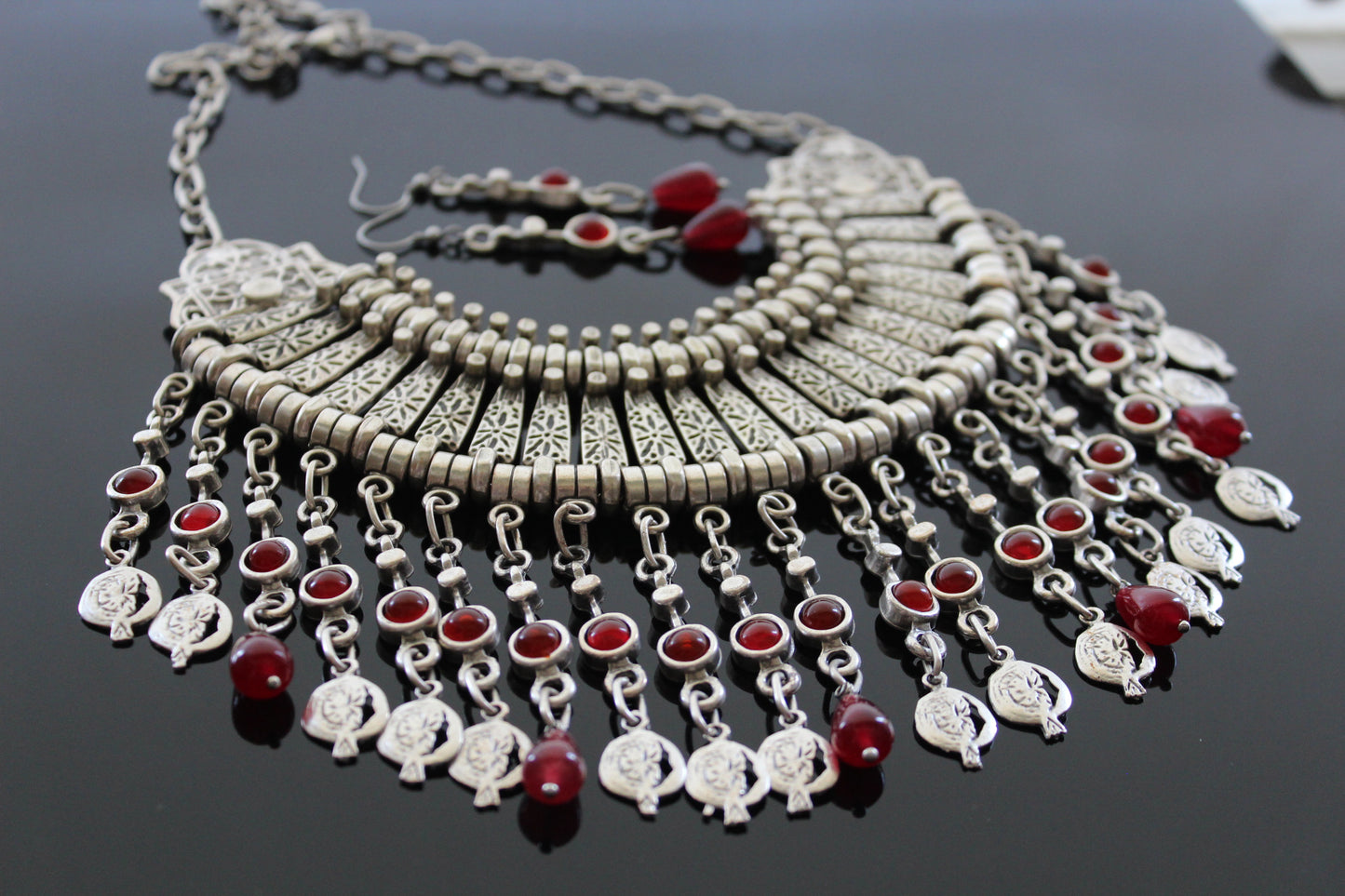 Antique silver Armenian traditional  necklace with earrings
