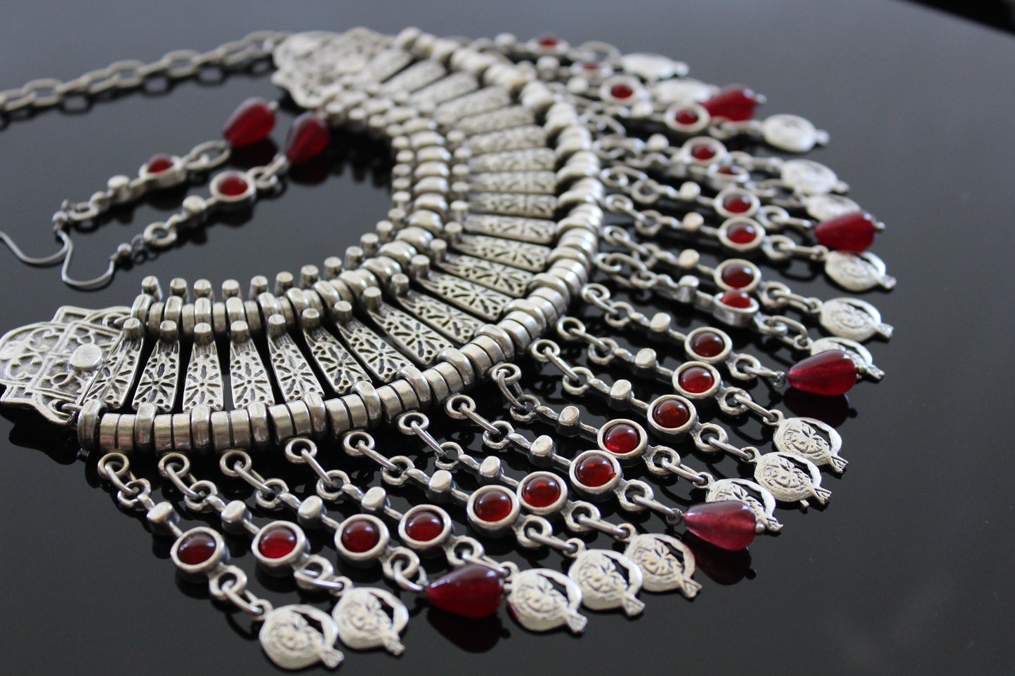 Antique silver Armenian traditional  necklace with earrings