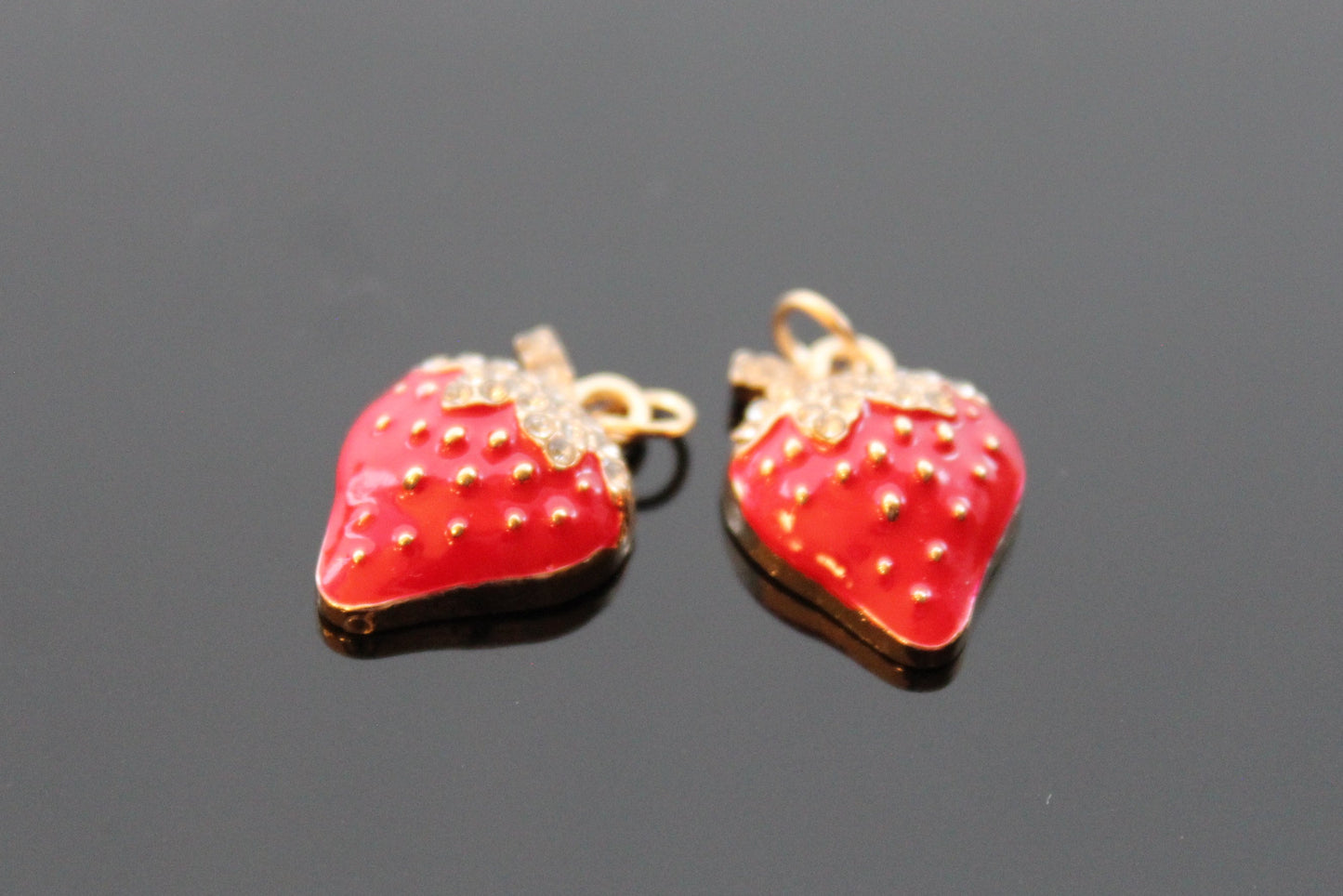 Red enamel crystal  strawberry beads  for jewelry making