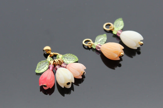 Powder  pressed lightweight tulip , lavender, lilac, pikake Flower   spring-summer  jewelry flower beads