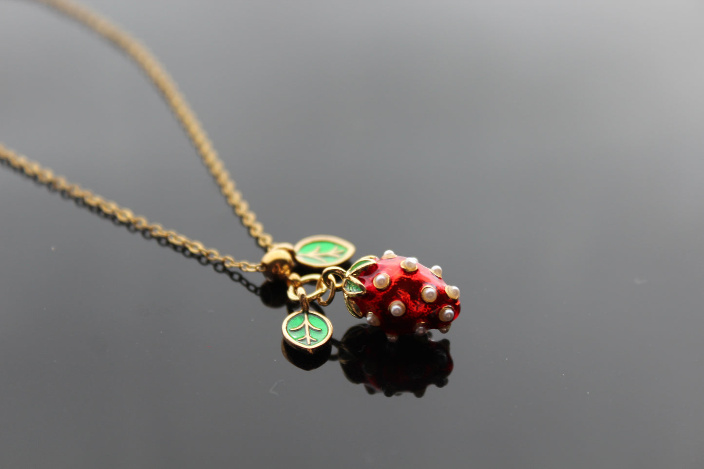 Handmade Enamel Stainless Steel Hypoallergenic Jewelry Set Strawberry Jewelry