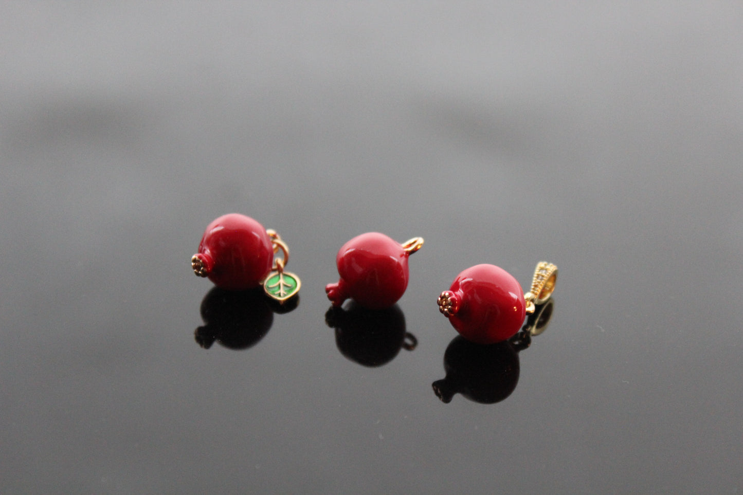Enamel high quality pomegranate charm for jewelry making