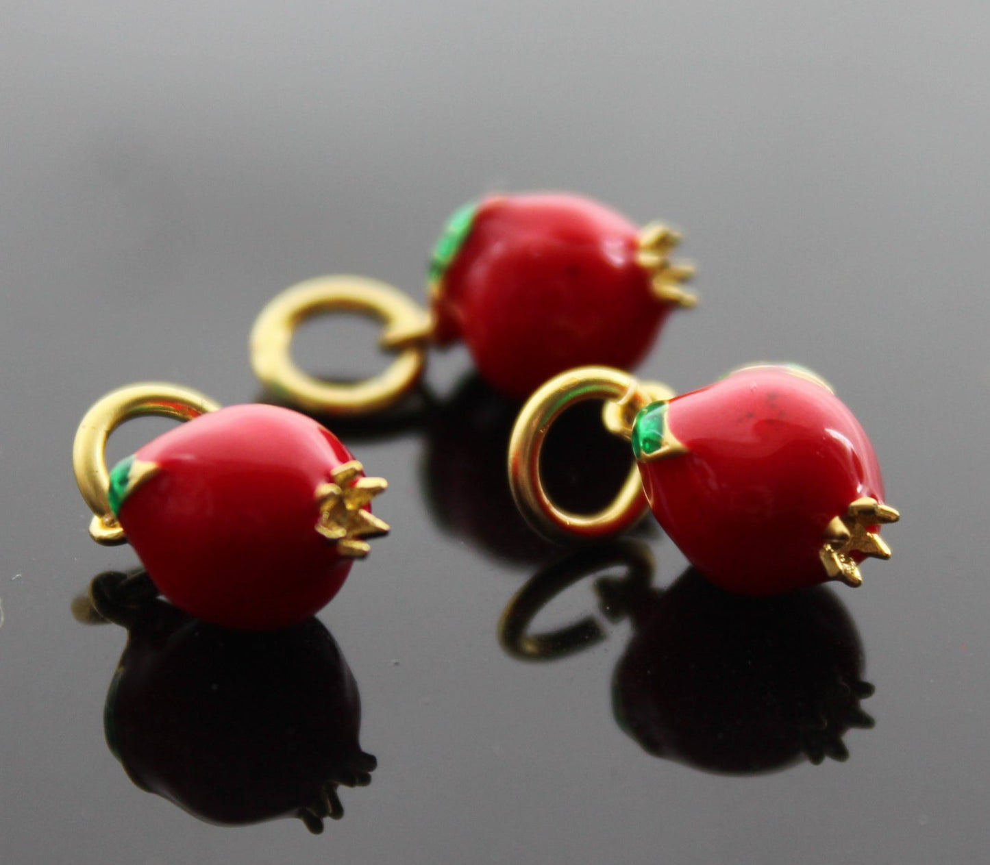 Small delicate Enamel high quality pomegranate charm for jewelry making