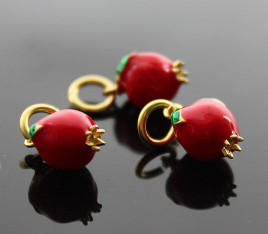 Small delicate Enamel high quality pomegranate charm for jewelry making