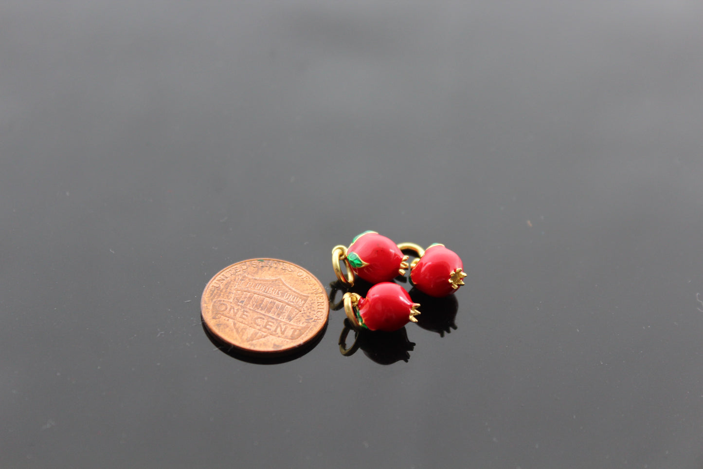 Small delicate Enamel high quality pomegranate charm for jewelry making
