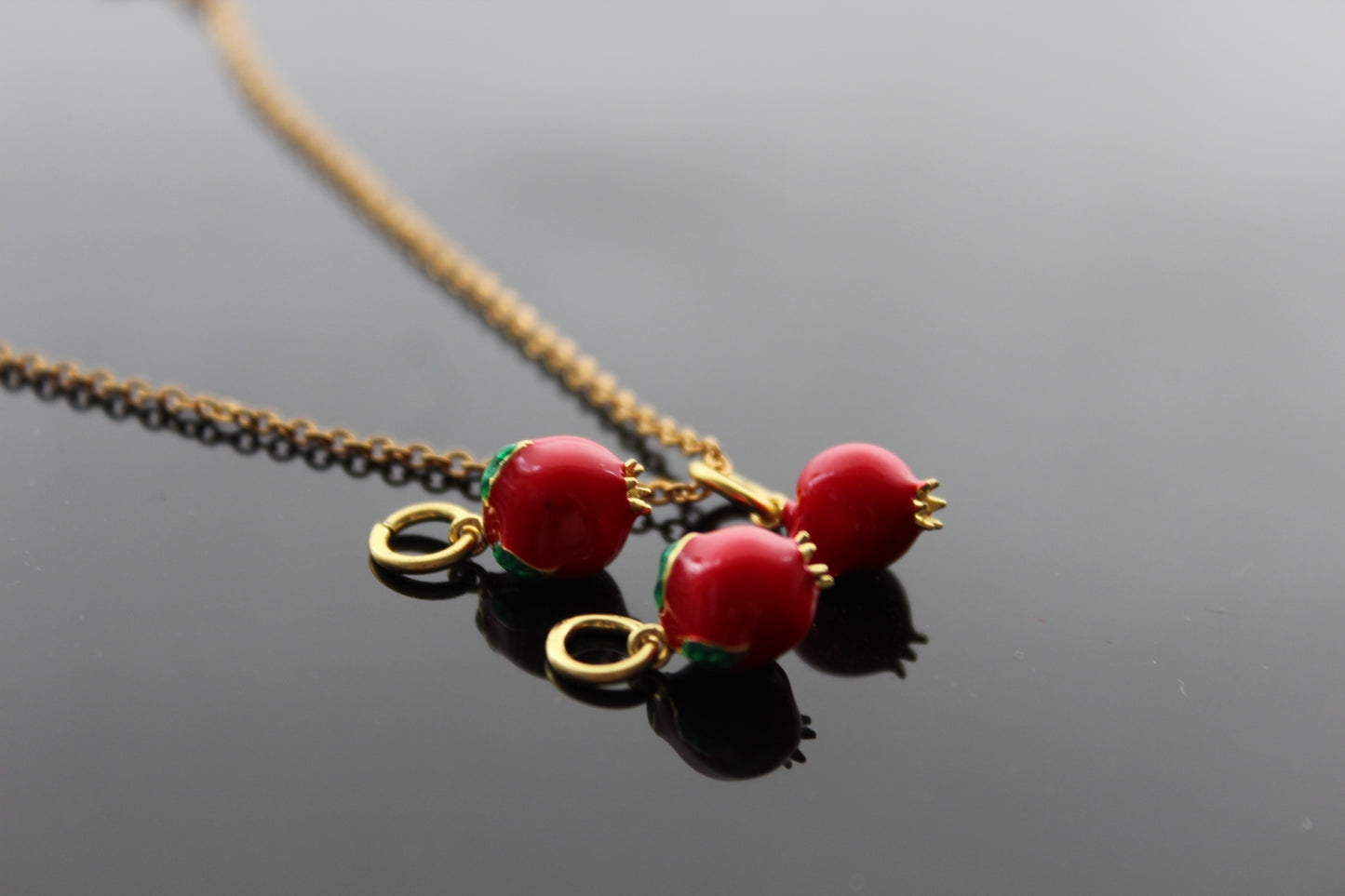 Small delicate Enamel high quality pomegranate charm for jewelry making