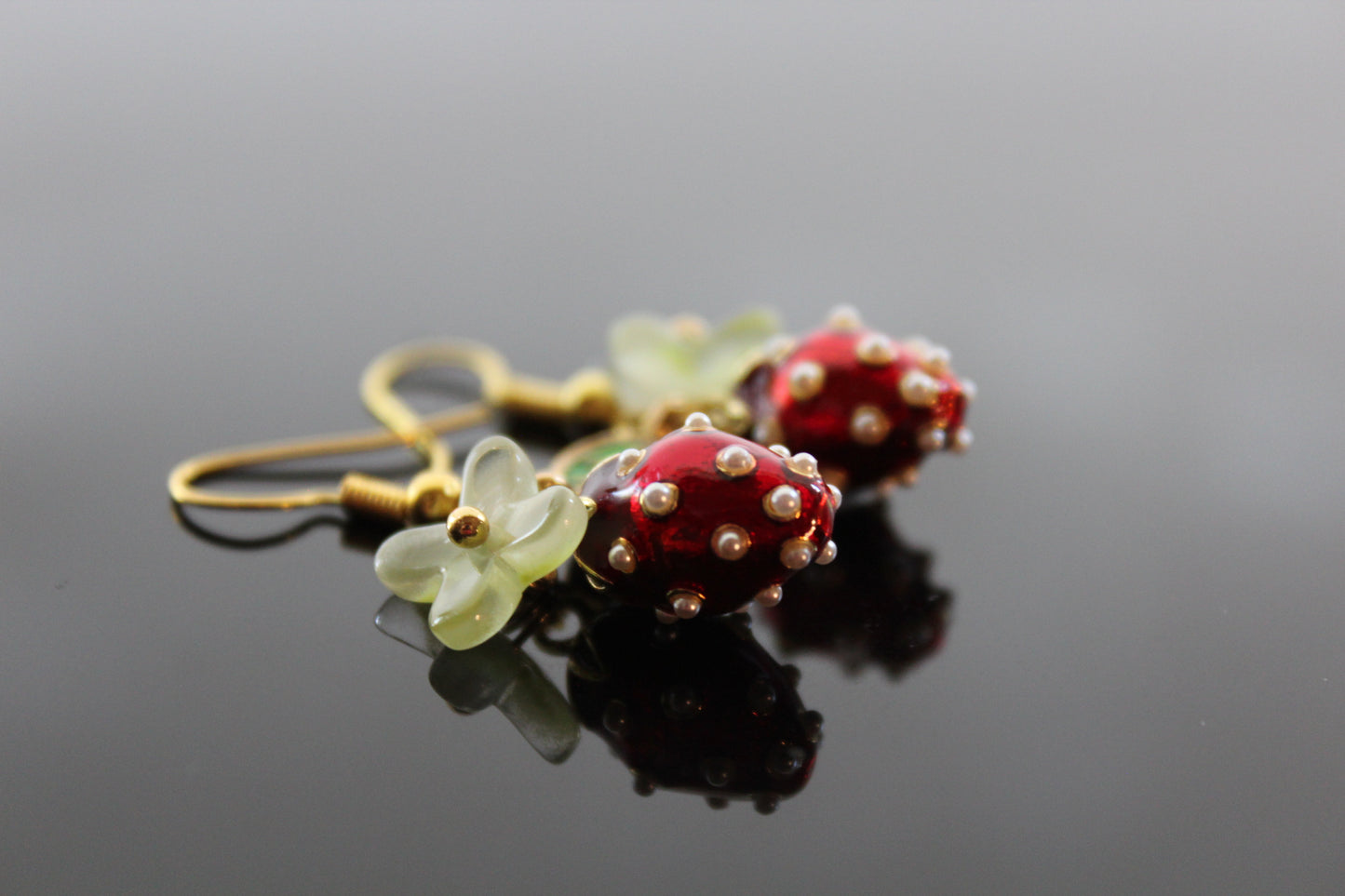 Handmade Enamel Stainless Steel Hypoallergenic Jewelry Set Strawberry Jewelry