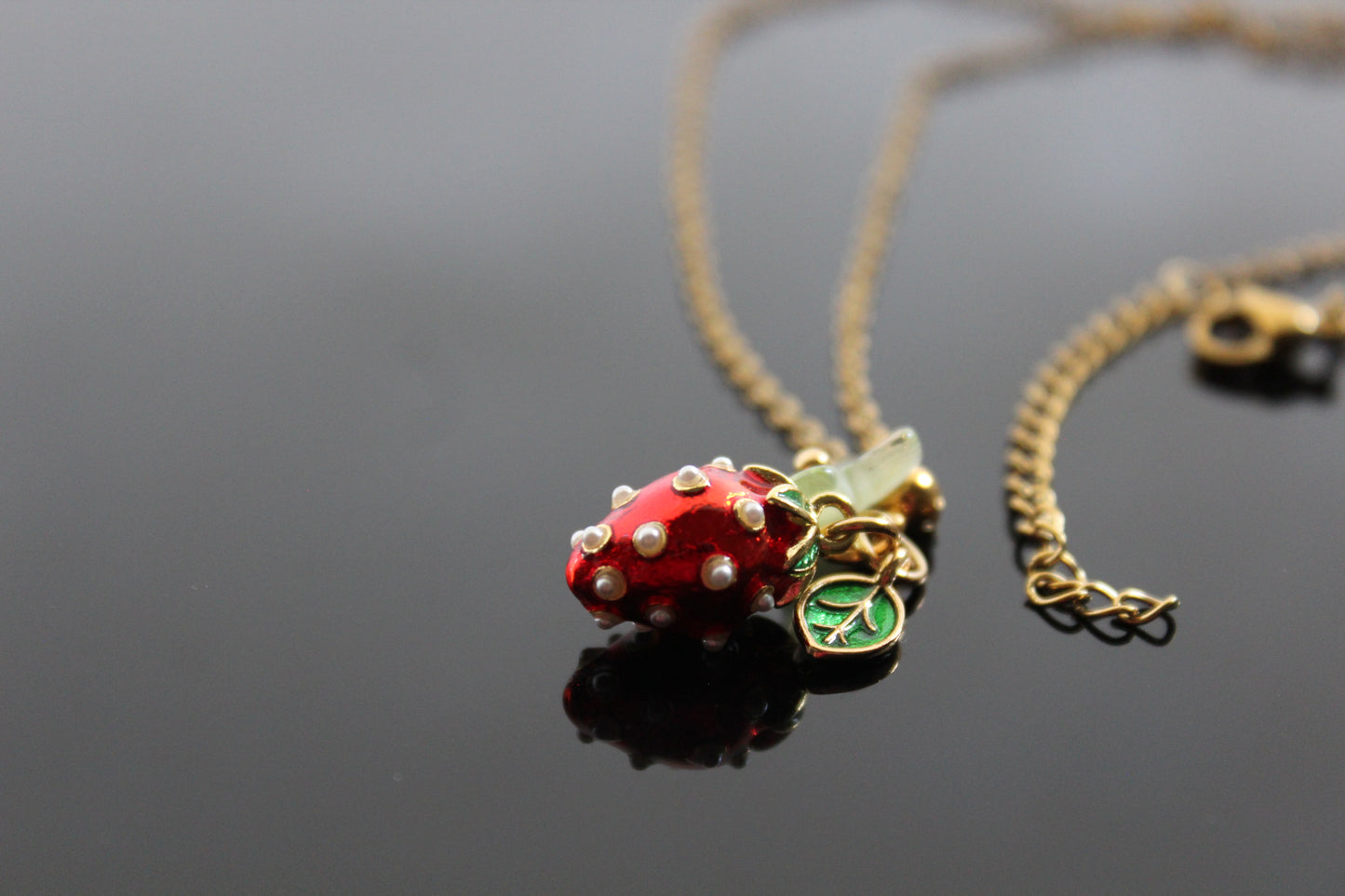Handmade Enamel Stainless Steel Hypoallergenic Jewelry Set Strawberry Jewelry