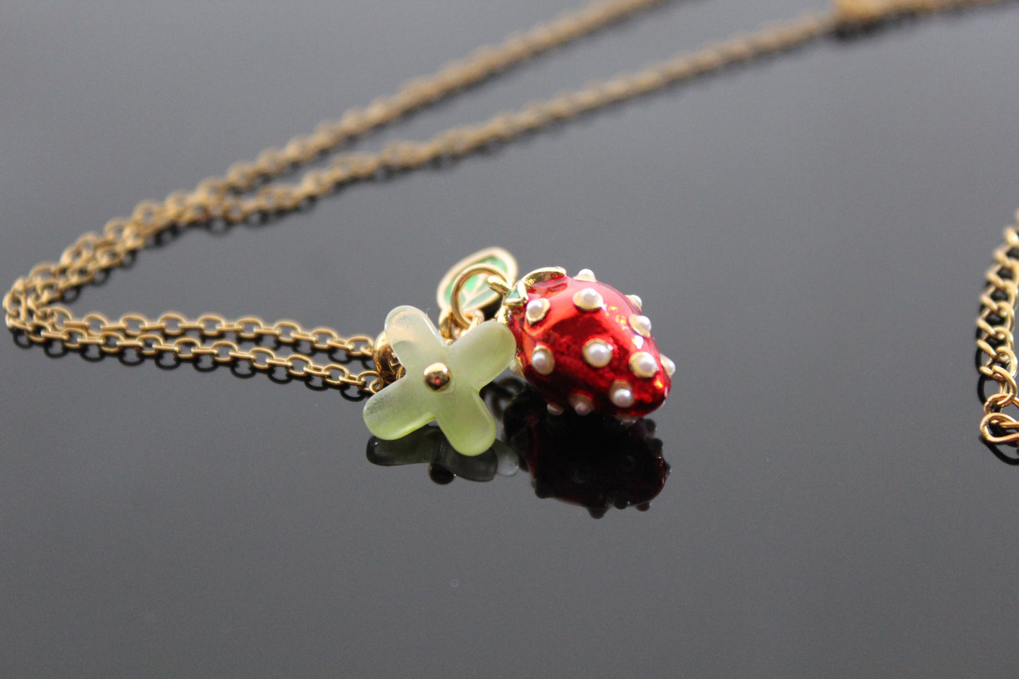 Handmade Enamel Stainless Steel Hypoallergenic Jewelry Set Strawberry Jewelry