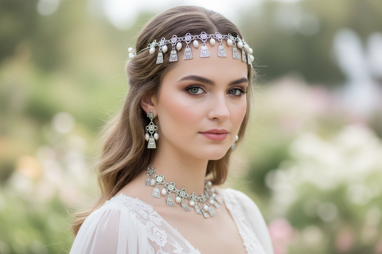 Armenian traditional jewelry for wedding with natural pearls