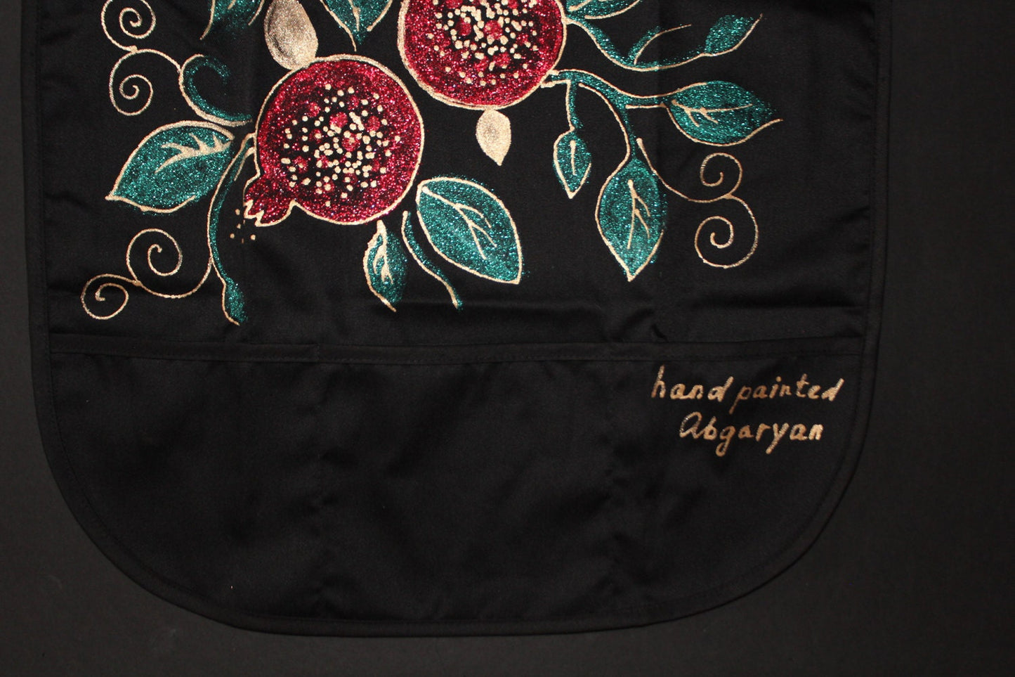 Hand painted pomegranates apron
