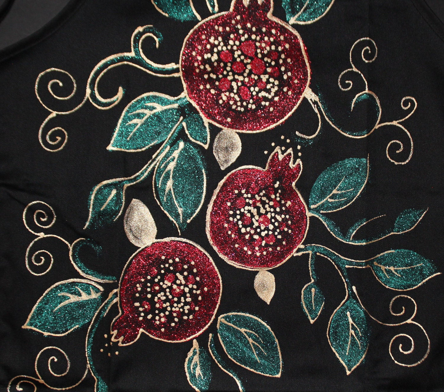 Hand painted pomegranates apron