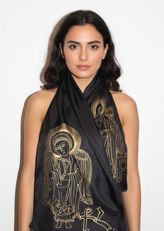 Hand painted silk scarf, Armenian church head cover, Armenian church accessory for woman