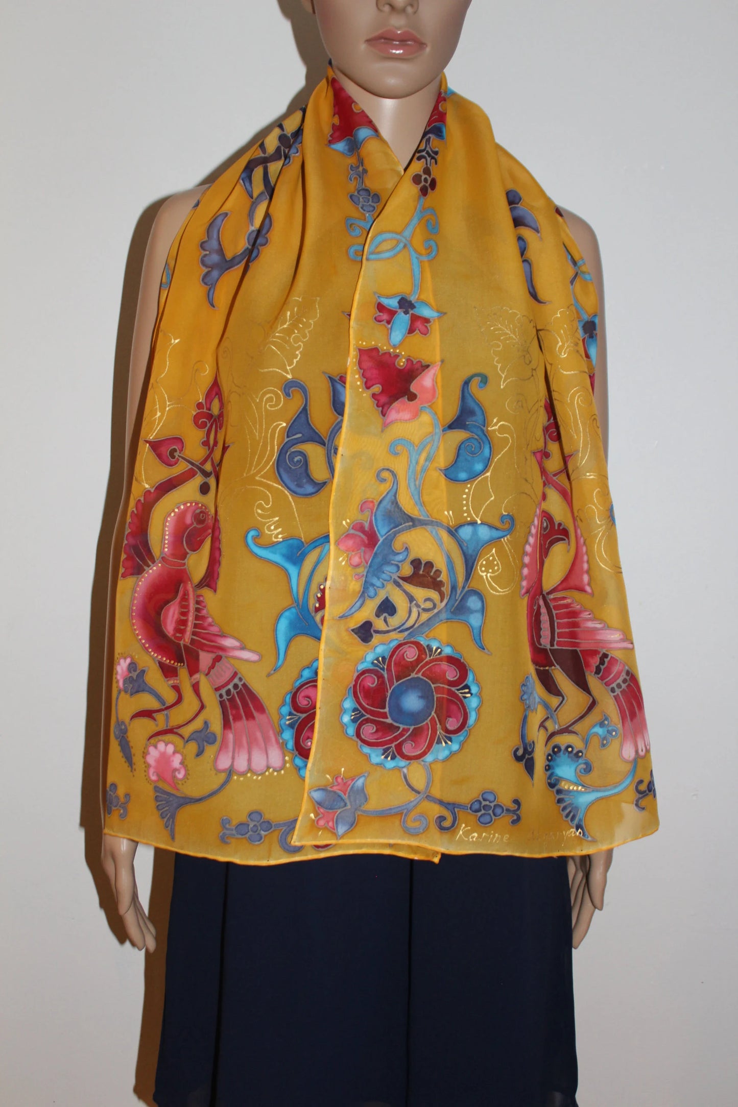 Hand painted Armenian miniature scarf