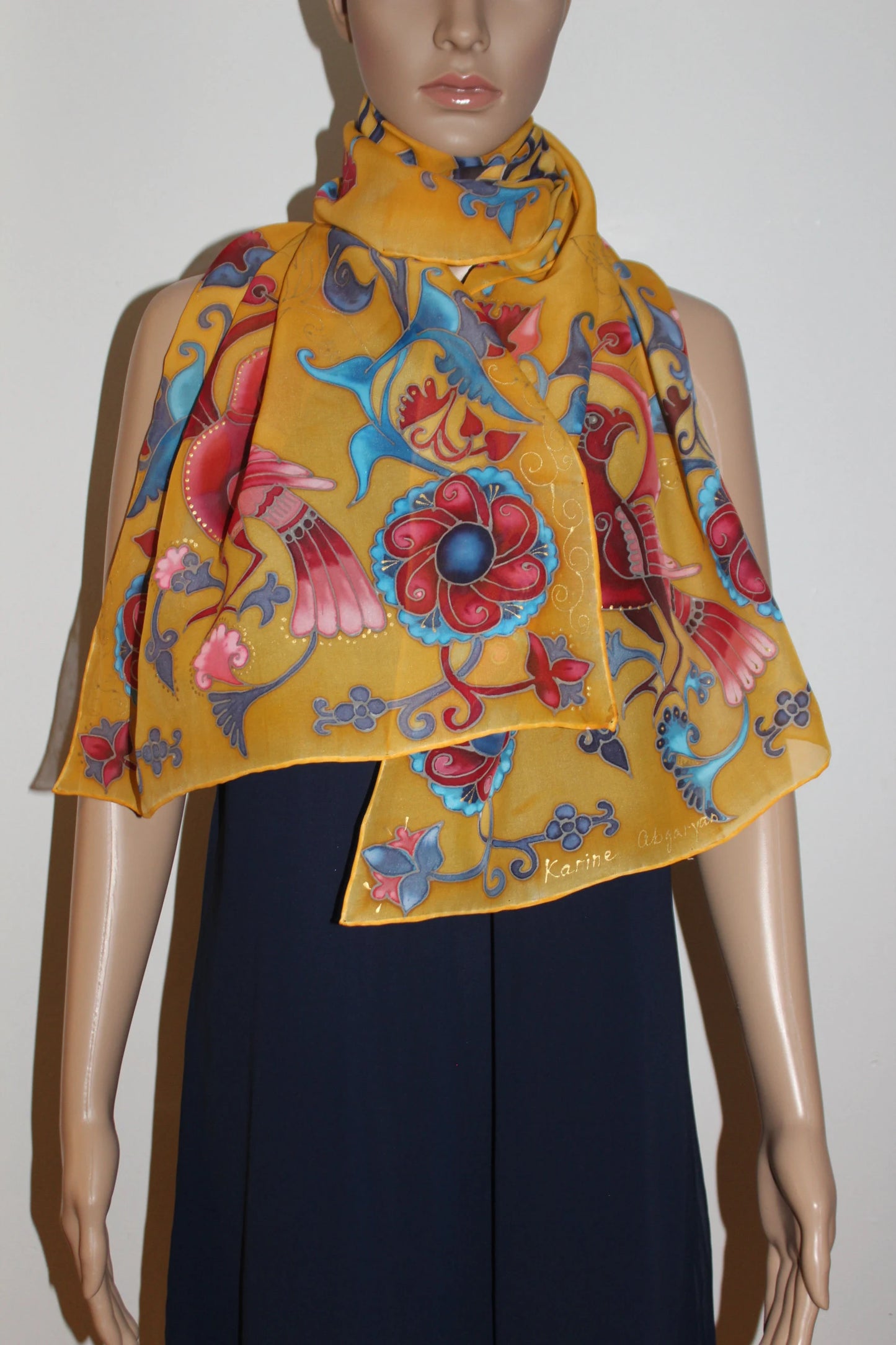 Hand painted Armenian miniature scarf