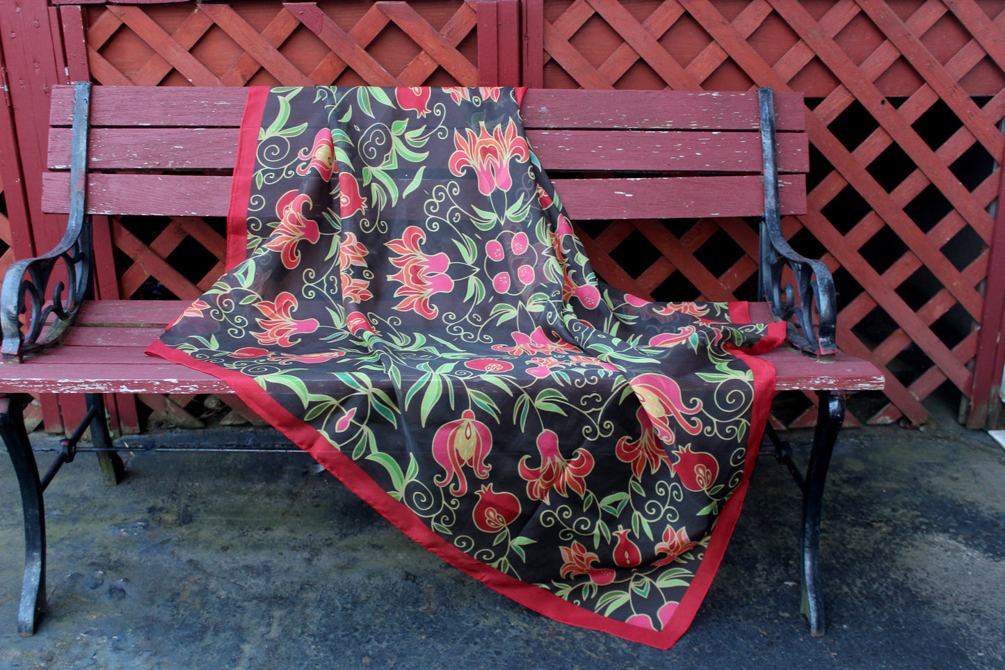 47-47 in Pomegranate silk chiffon scarf,Square large scarf