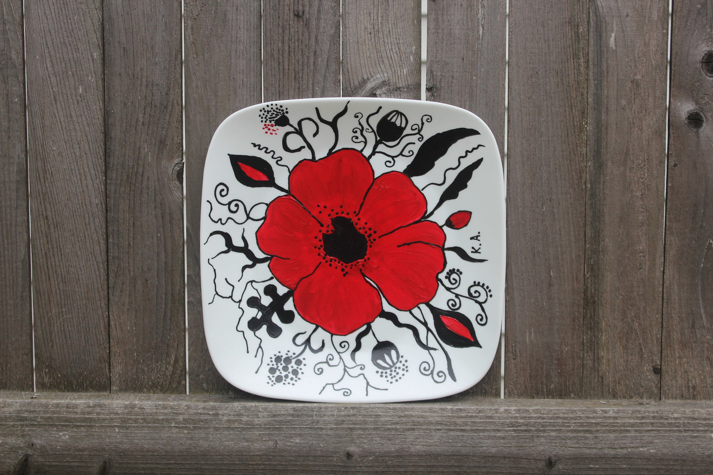 10.75 Inches	Hand painted Poppy plate