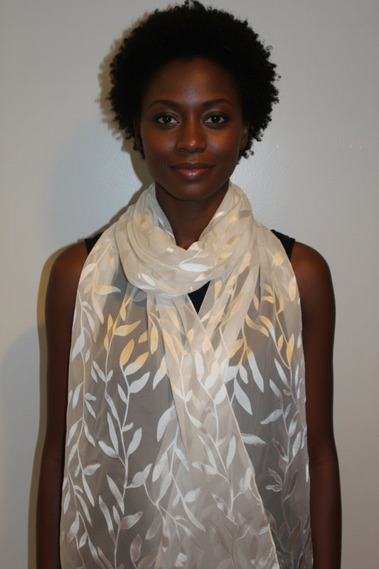 80-13 in Silk scarf, Leaves pattern