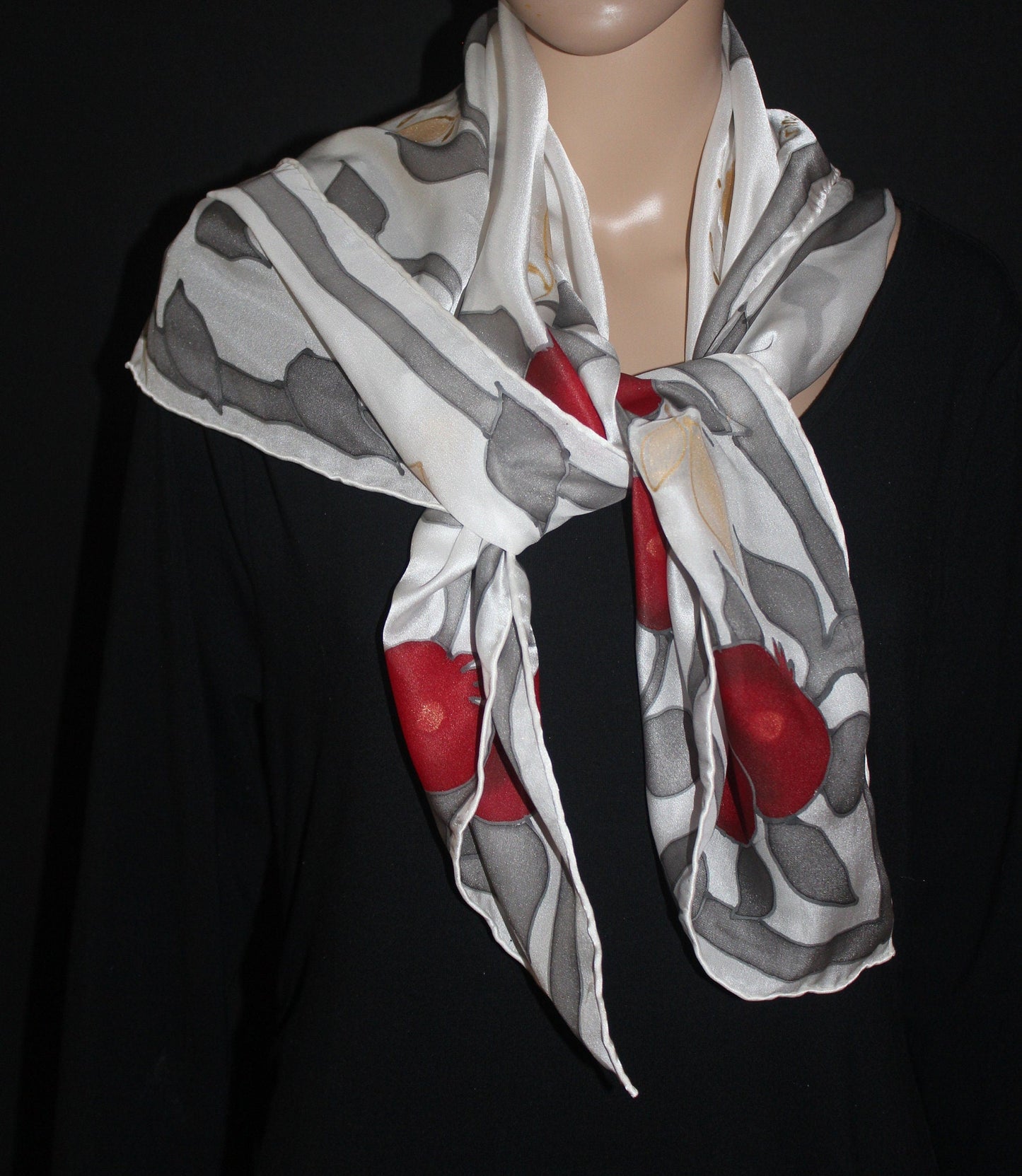 Hand painted pomegranate silk scarf