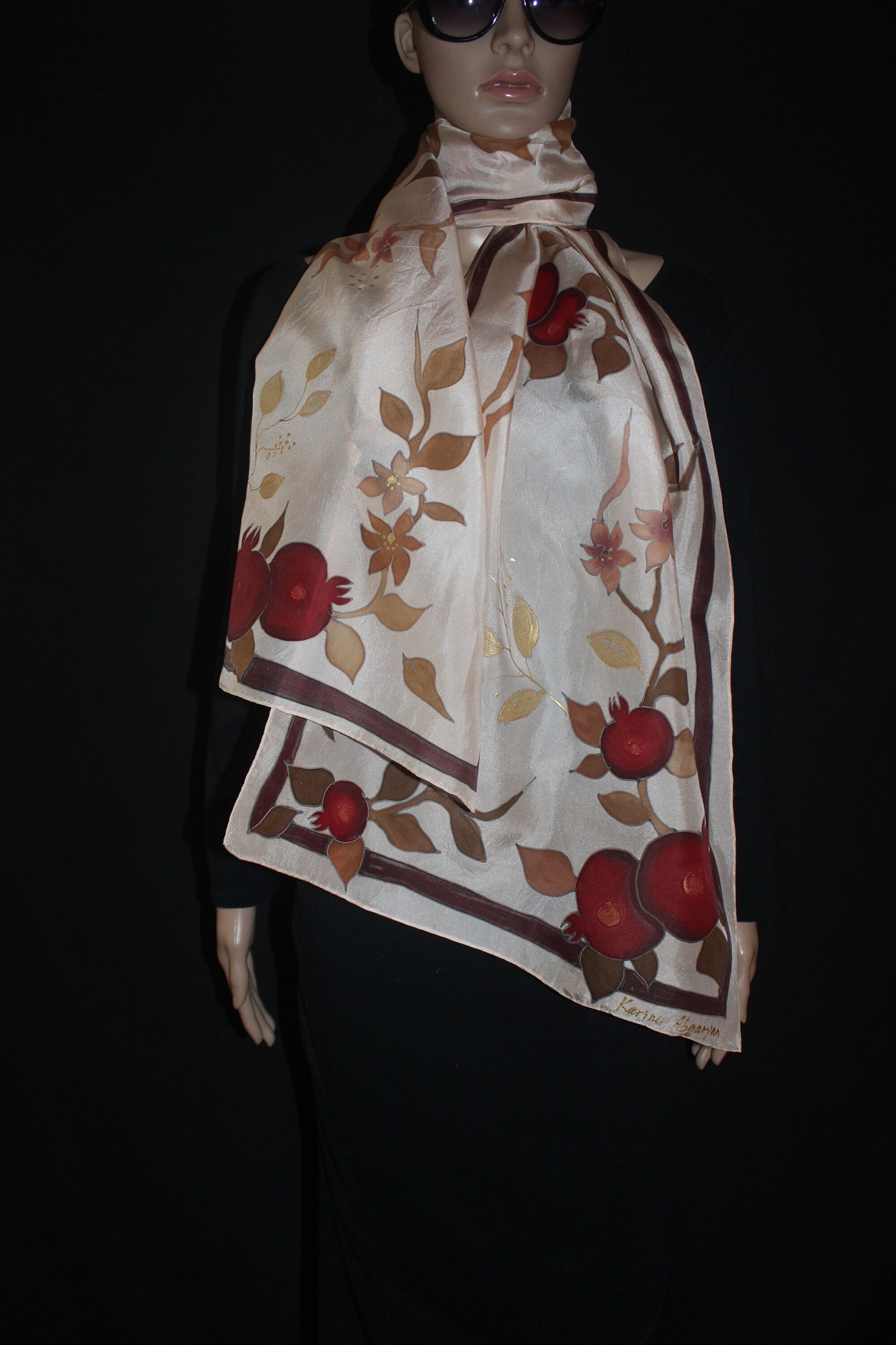 Hand painted silk scarf