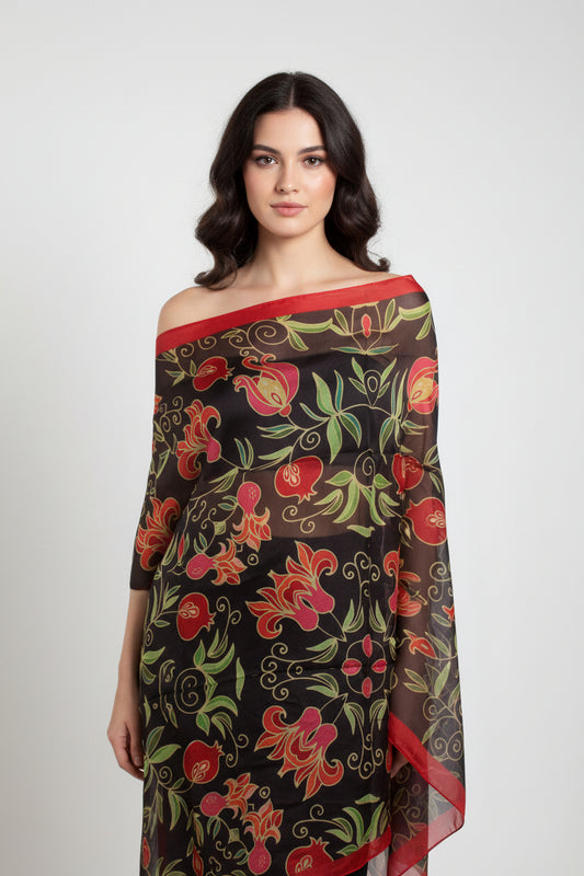 47-47 in Pomegranate silk chiffon scarf,Square large scarf