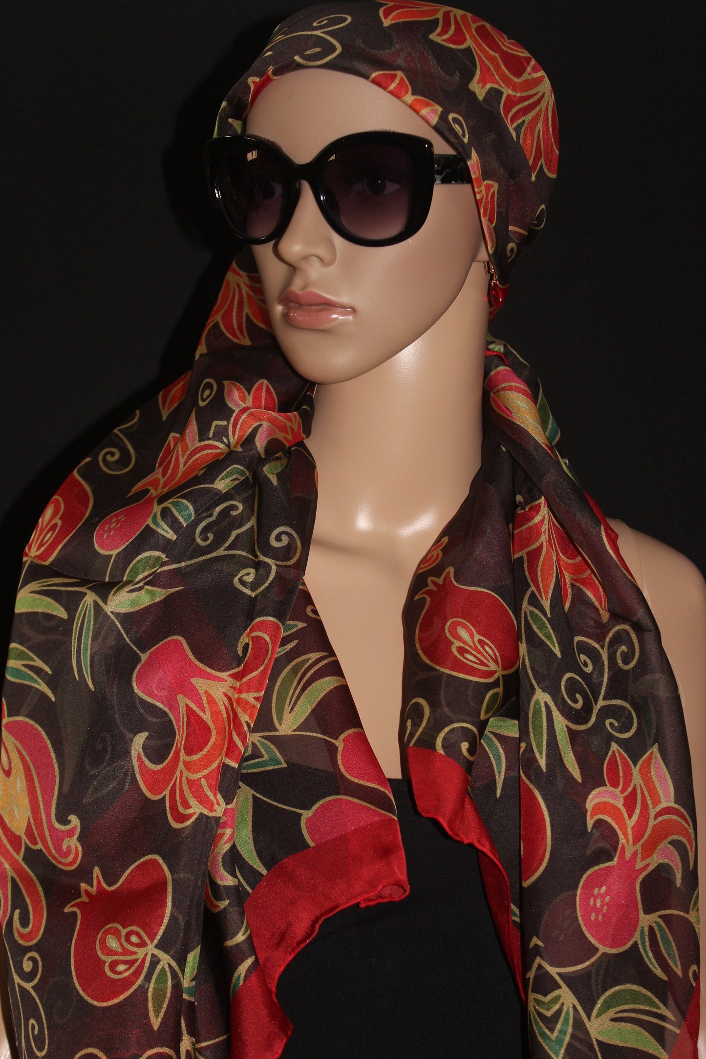 47-47 in Pomegranate silk chiffon scarf,Square large scarf