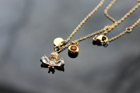 14K gold plated Gold bee charm necklace