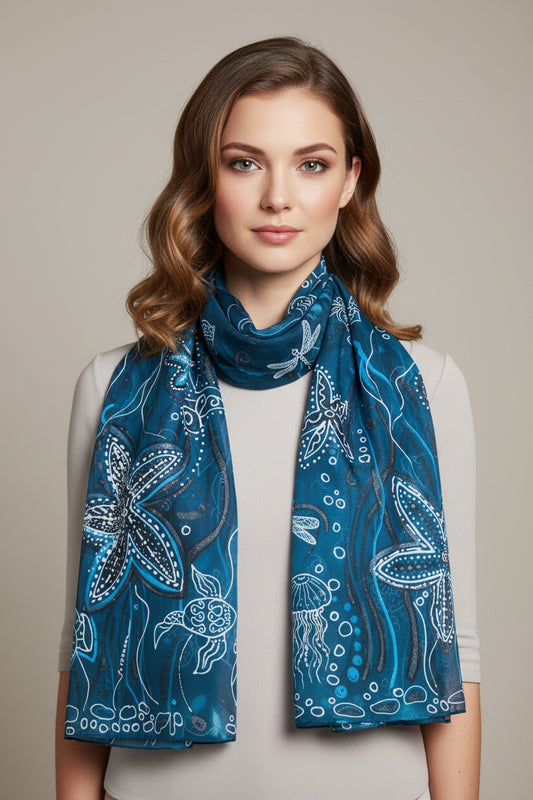 Hand painted Starfish scarf