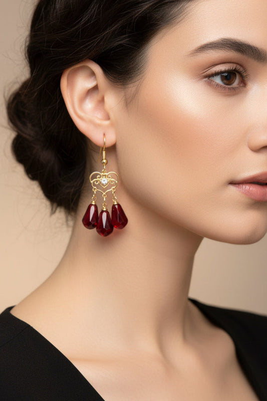14K Gold plated stainless steel  handmade pomegranate earrings