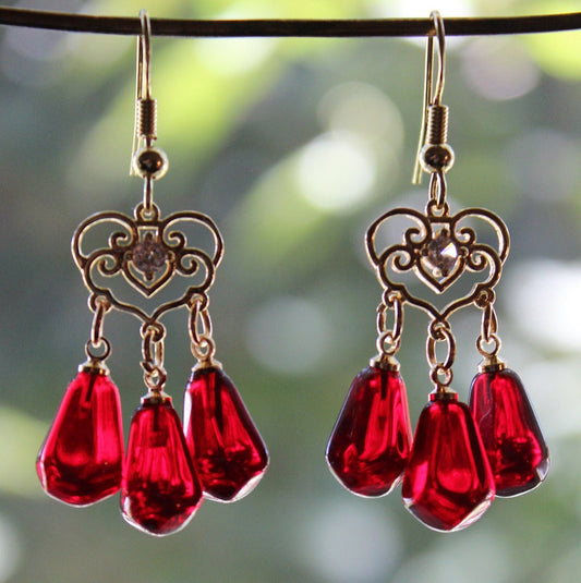 14K Gold plated stainless steel  handmade pomegranate earrings