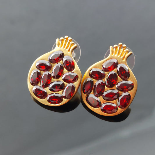 Pomegranate earrings with natural high grade garnet