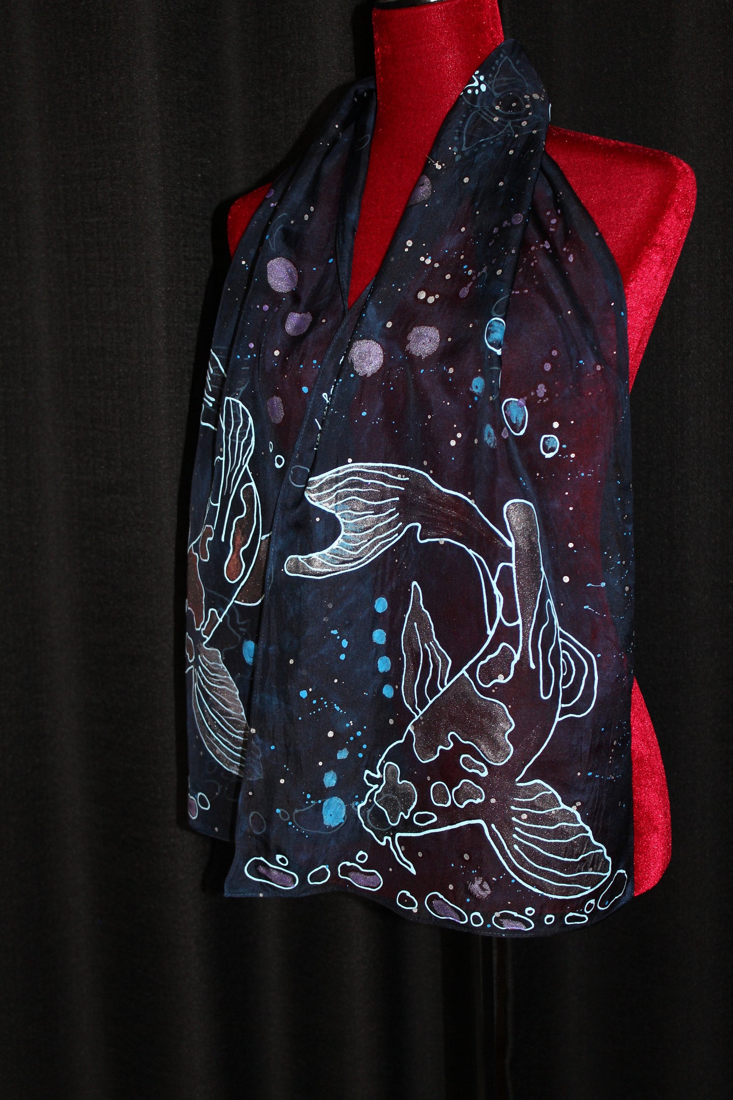 Hand painted koi fish scarf