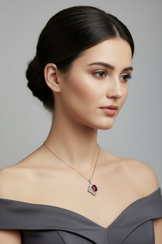 925 sterling silver necklace with natural  garnet