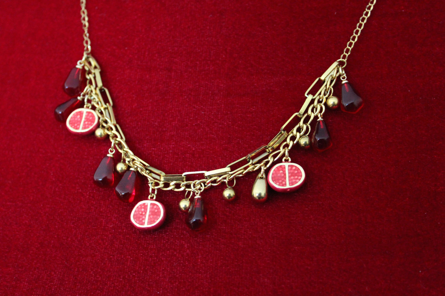 18K gold plated handmade stainless still pomegranate  non tarnish jewelry set