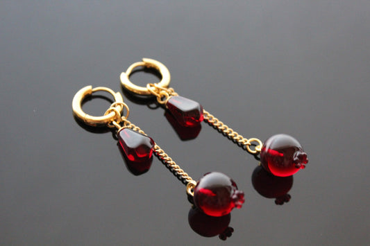 Handmade pomegranate earrings, transformer earrings