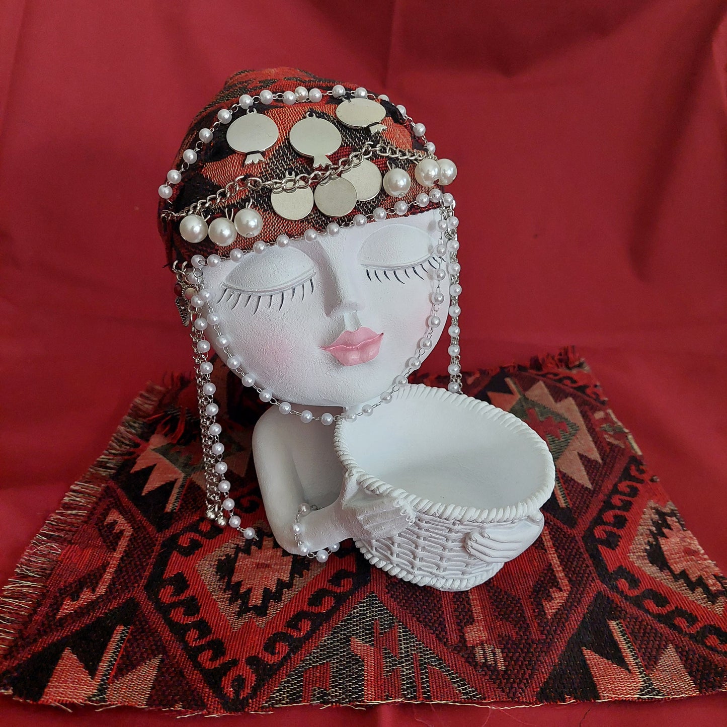 Girl with Armenian taraz Armenian home décor