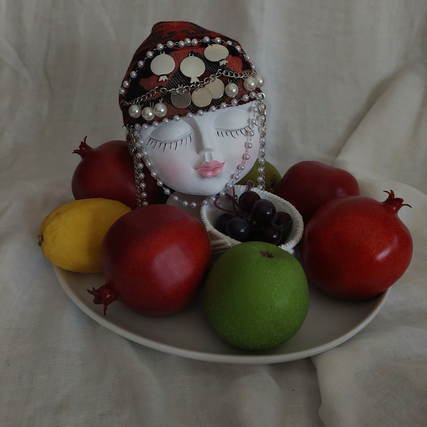 Girl with Armenian taraz Armenian home décor