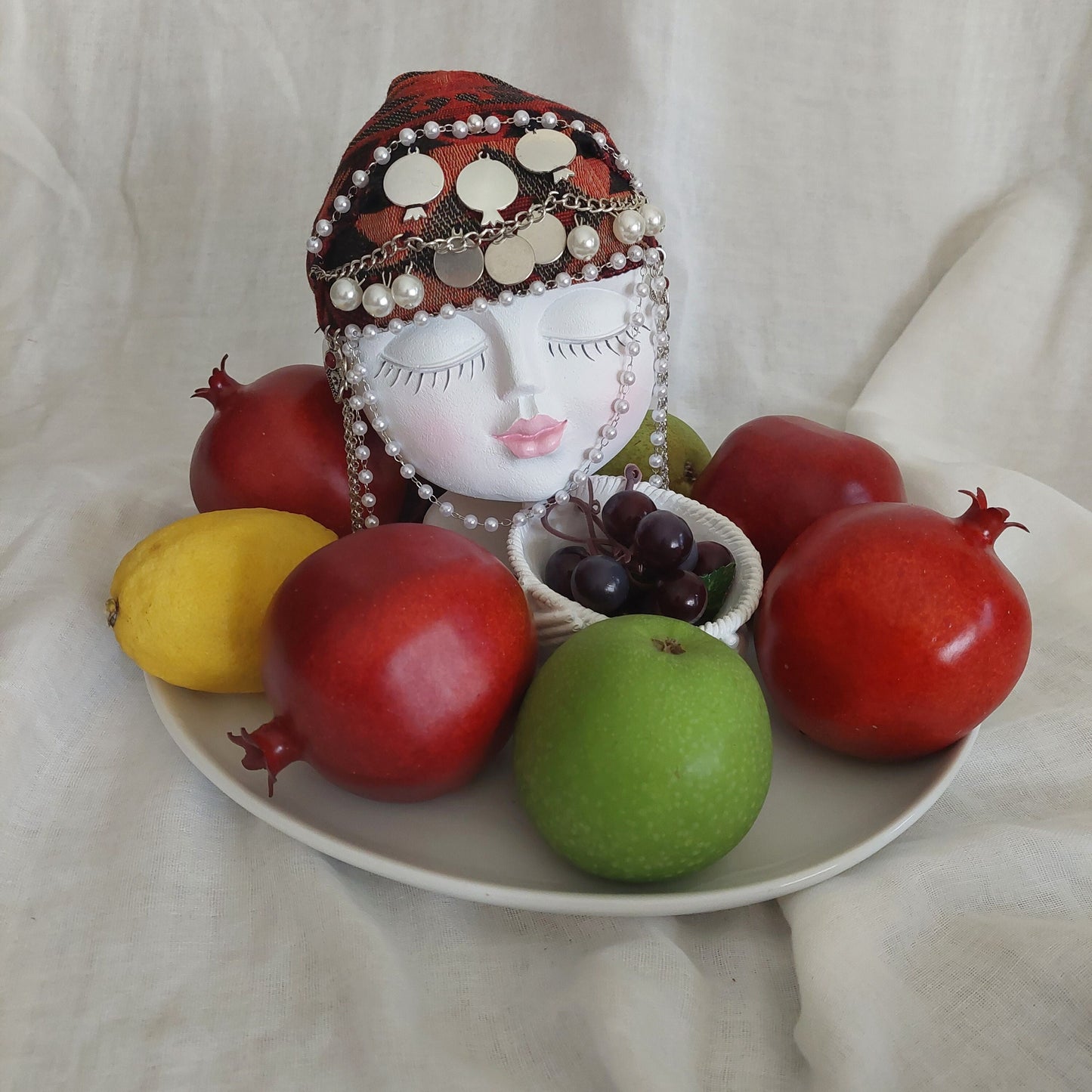 Girl with Armenian taraz Armenian home décor