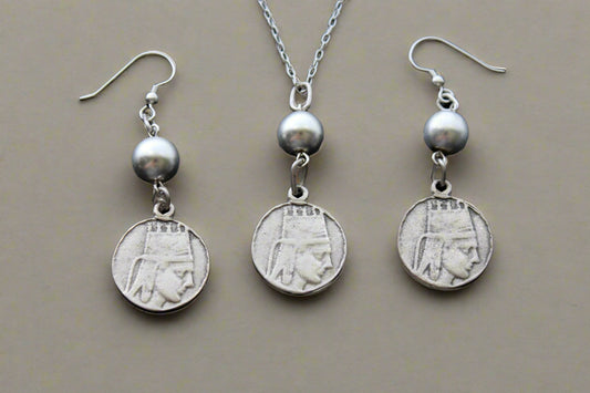 Tigranes the Great coin jewelry with natural silver plated hematite