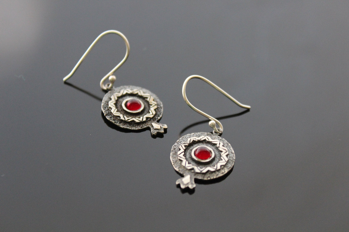 Sterling silver pomegranate earrings