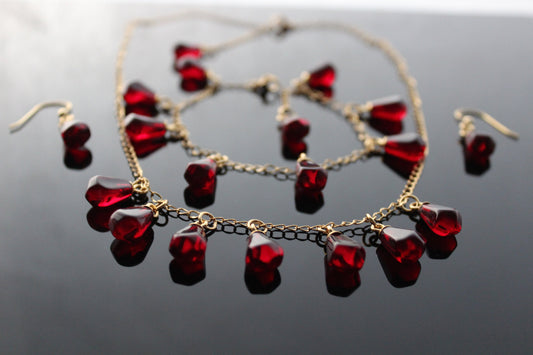 Hand made 14K gold plated Pomegranate seeds  non tarnish stainless steel colorfast jewelry (Copy)
