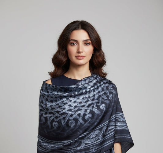 Armenian Khachkar ornament wheel of eternity scarf