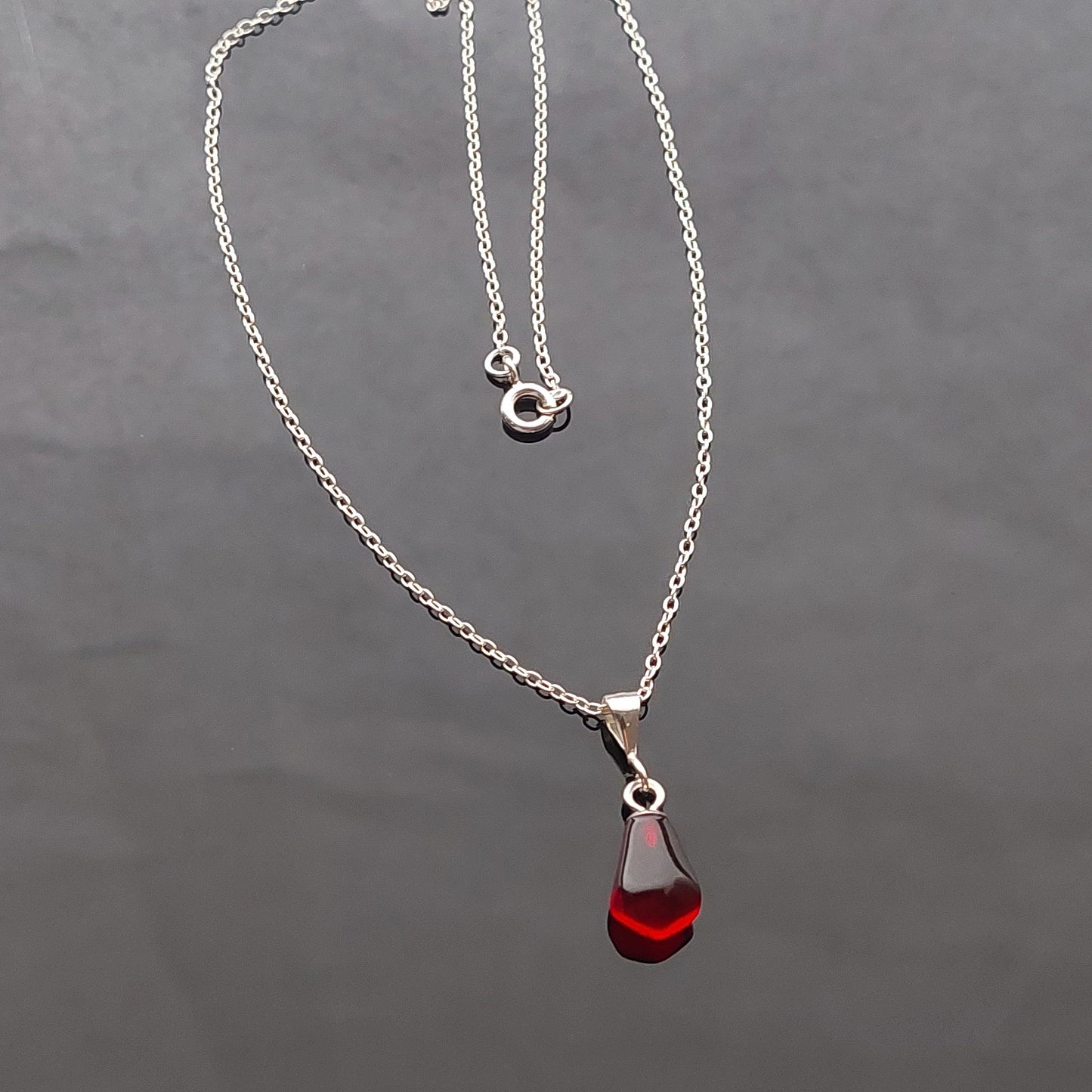 925 sterling silver  Pomegranate Glass seed necklace and threader earrings