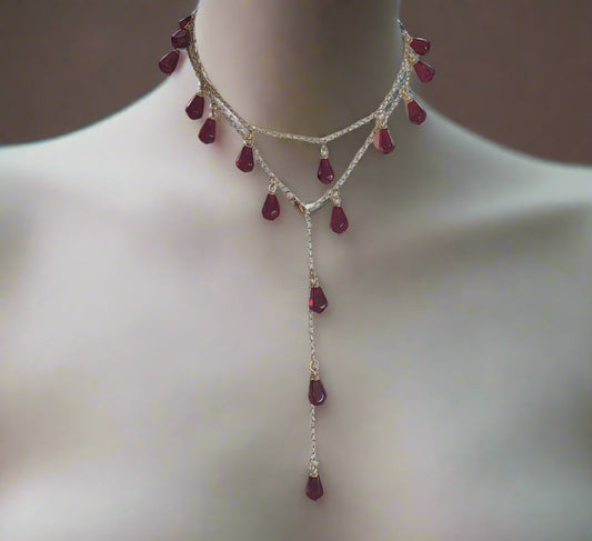 18K gold plated stainless steel handmade  non tarnish pomegranate resin seeds jewelry set