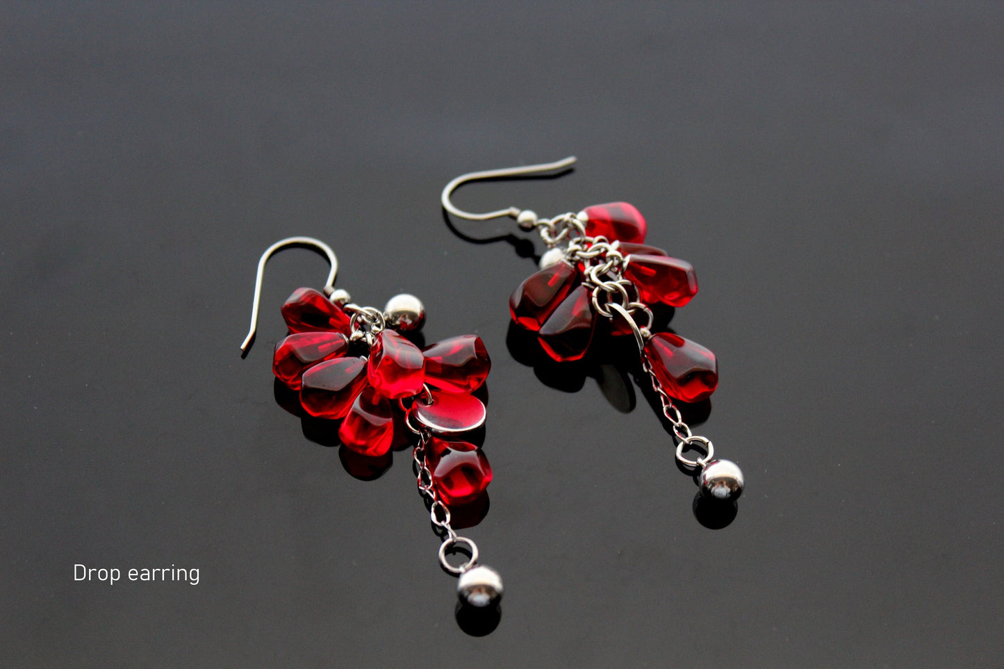 Glass handmade pomegranate seeds  stainless steel jewelry set