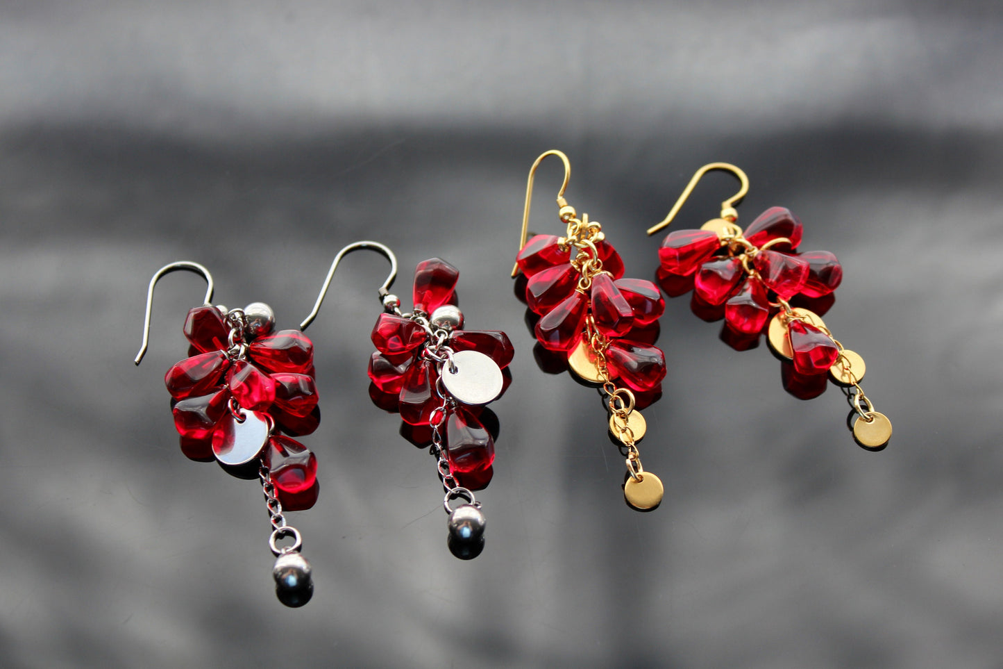 Hand made glass pomegranate seeds earrings