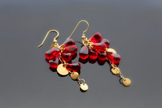 Hand made glass pomegranate seeds earrings