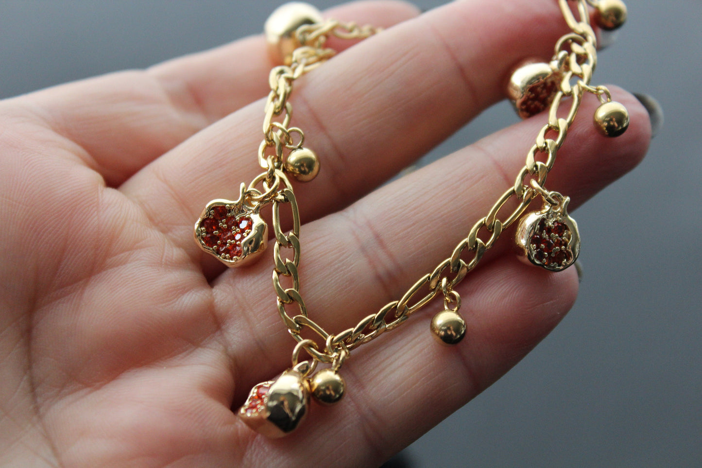 14K gold plated stainless steel non tarnish small delicate  pomegranate jewelry