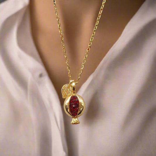 Pomegranate  pendant necklace with  tarnish free materials